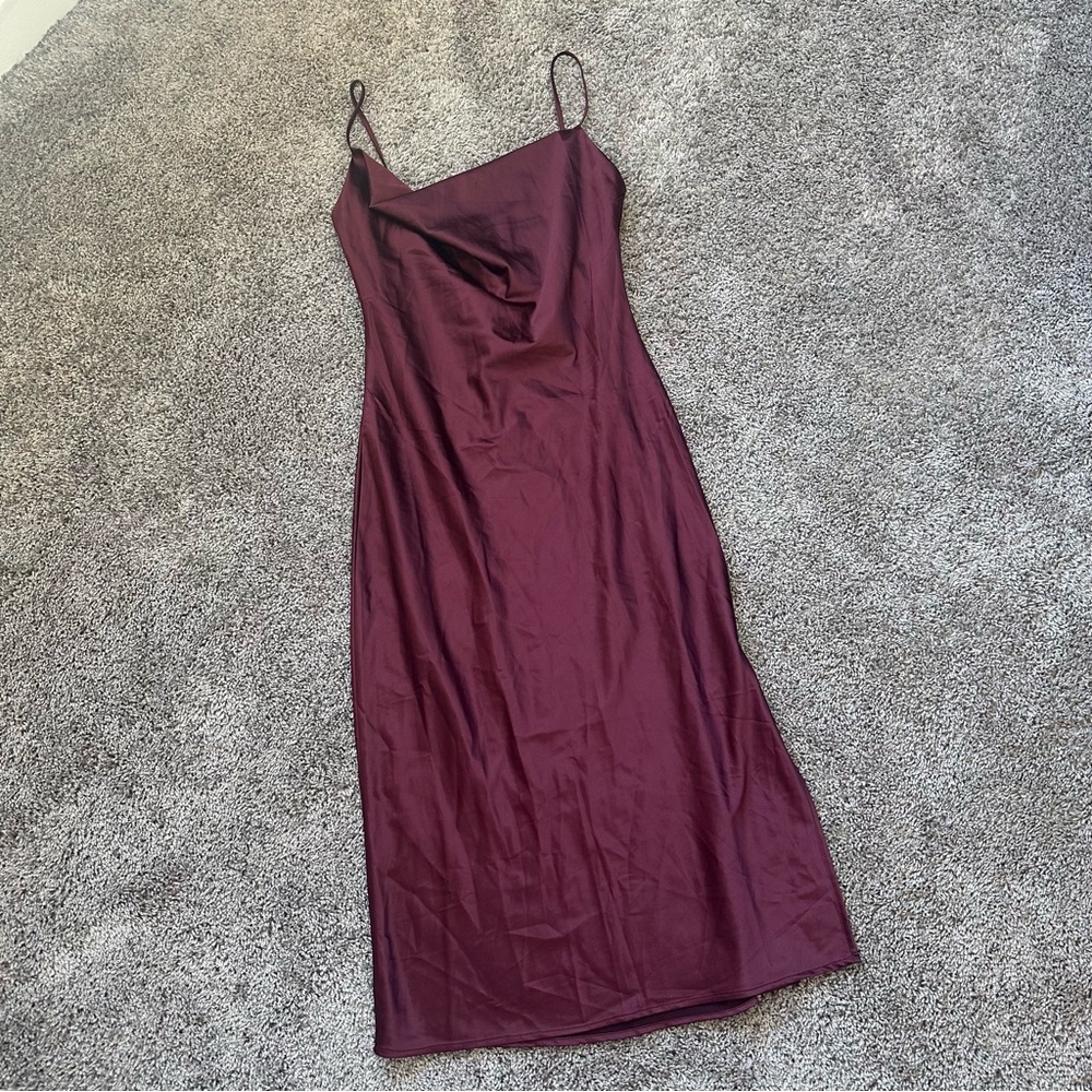 Lovely Day Burgundy Midi Dress with Spaghetti Straps